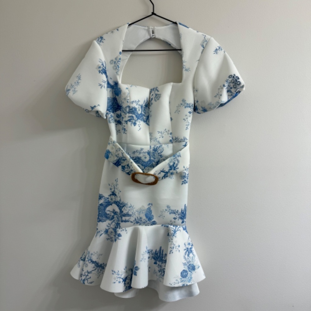 ASOS White Dress with Blue Floral Print